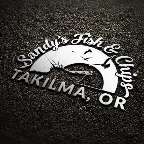 Sandy's Fish & Chips (Mono) Logo Design